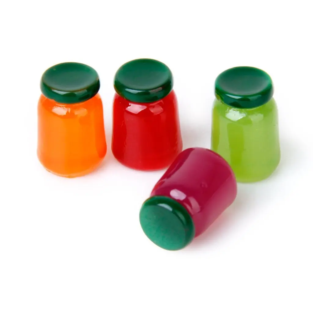 

JEYL 4 bottles of food flavor mix fruit jam Food Store 1/12 Miniature doll house