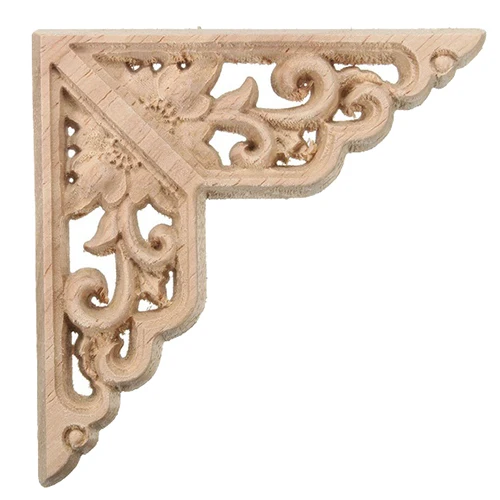 

8*8cm Wood Carved Corner Onlay Applique Decor Furniture Craft Unpainted