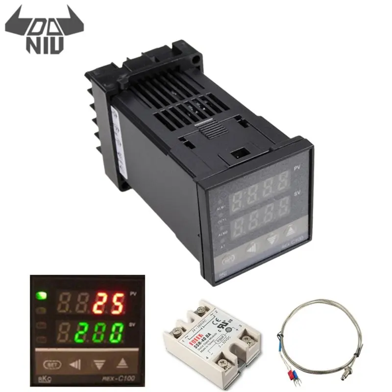 Bits de Resolução Controlador de Temperatura com Sonda de 400 Daniu Graus Kit Digital Pid 14 Rex-c100 110-240 v 1300