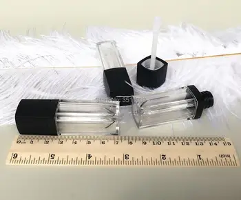 

50pcs 4ML Clear Elegant Lip Gloss Tube DIY Empty Lipstick Oil Packing Bottle Square Cosmetic Lipgloss Container Tube Black Lid
