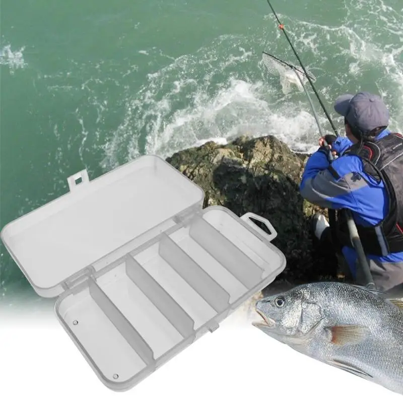 

5 Compartments Fishing Tackle Box Plastic Waterproof fishing equipment Fish Lure Hook Bait Storage Case Organizer Container