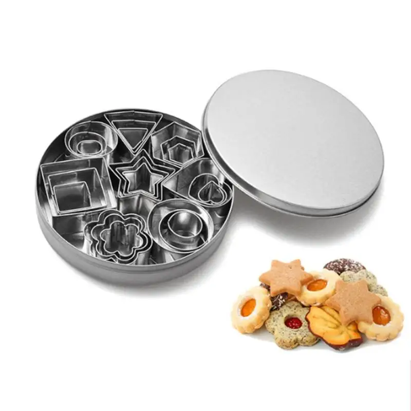 

24pcs Stainless Steel Mini Cookie Cutter Set Biscuits Baking Pastry Cutters Slicers Kitchen Baking Mould For Cake Decor Mold