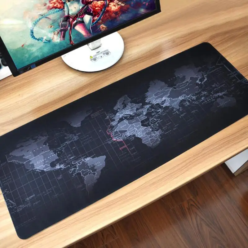 

Extra Large Mouse Pad World Map Mousepad Anti-slip Natural Rubber Gaming Mouse Mat with Locking Edge for Office/Game/Desktop Big