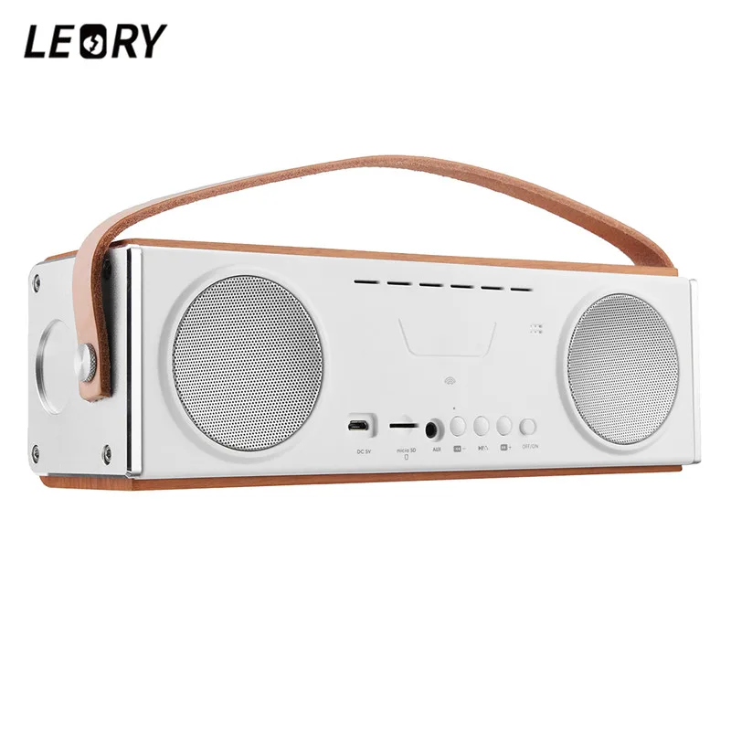 

LEORY UN22 20W Home bluetooth Speaker 3600mah Portable Wireless bluetooth Speaker with Mic Handfree TF Wooden Subwoofer
