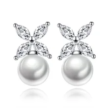 GUVIVI модные ювелирные аксессуары 1 пара в форме банта имитация жемчуга женские серьги цвет серебряный цвет ювелирные изделия для женщин