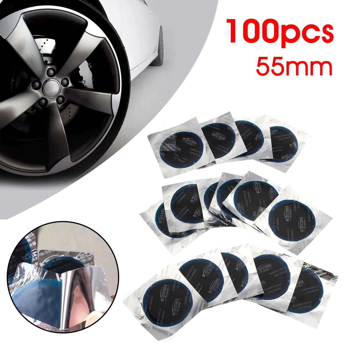 

100Pcs 55mm Bike Car Motorcycle Truck Radial Repair Round Tire Patch Medium Auto Tool Accessories Good Elasticity