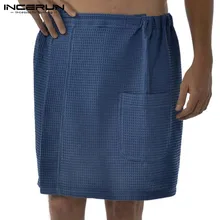 Мужские s завеса для ванной халаты Домашняя одежда эластичная талия сплошной цвет хлопок Мода Досуг пляжные мужские юбки Пижамы S-5XL INCERUN