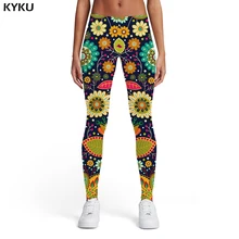 KYKU цветочные леггинсы женские винтажные штаны с принтом красочные спандекс Harajuku спорт 3d принт Женские легинсы, штаны для фитнеса