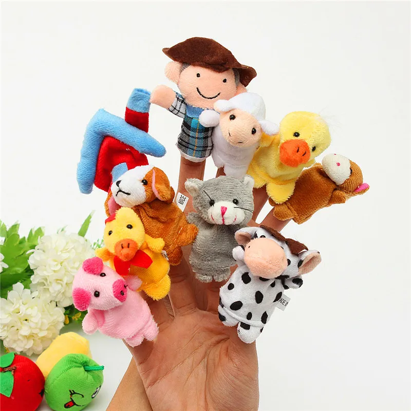 

10Pcs/Set Mini Plush Baby Finger Puppets Had A Farm Toy Girls Early Educational Bed Story Hand Puppet Cloth Doll Family Toys 5cm