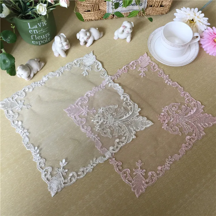 

Square 25cm Mesh Lace European Simple Style Napkin Placemat Vase Cushion Table Mat Lamp Pad Set-top Box Rice Cooker Cover Towel