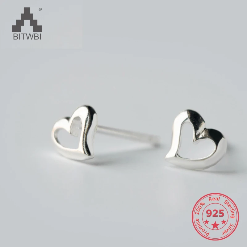 

Factory Price 100% 925 Sterling Silver Fashion Minimalism Hollow Heart Stud Earring Fine Jewelry for Female