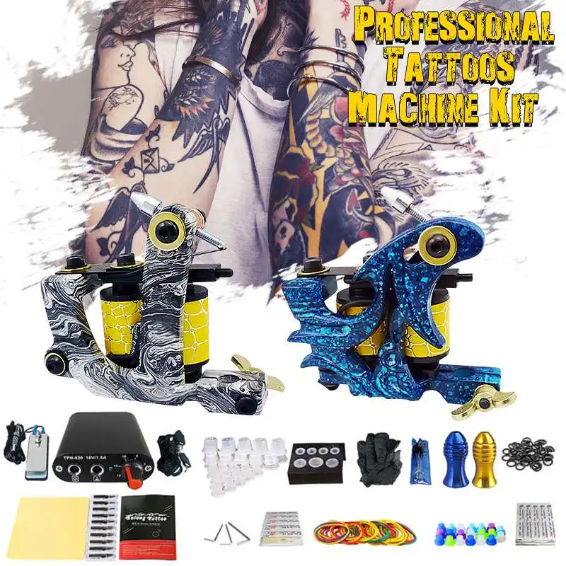 

Complete Beginner Tattoo Kit Mini Tattoo Power Supply Tattoo Kit Set Ink Needles Tips Supplies