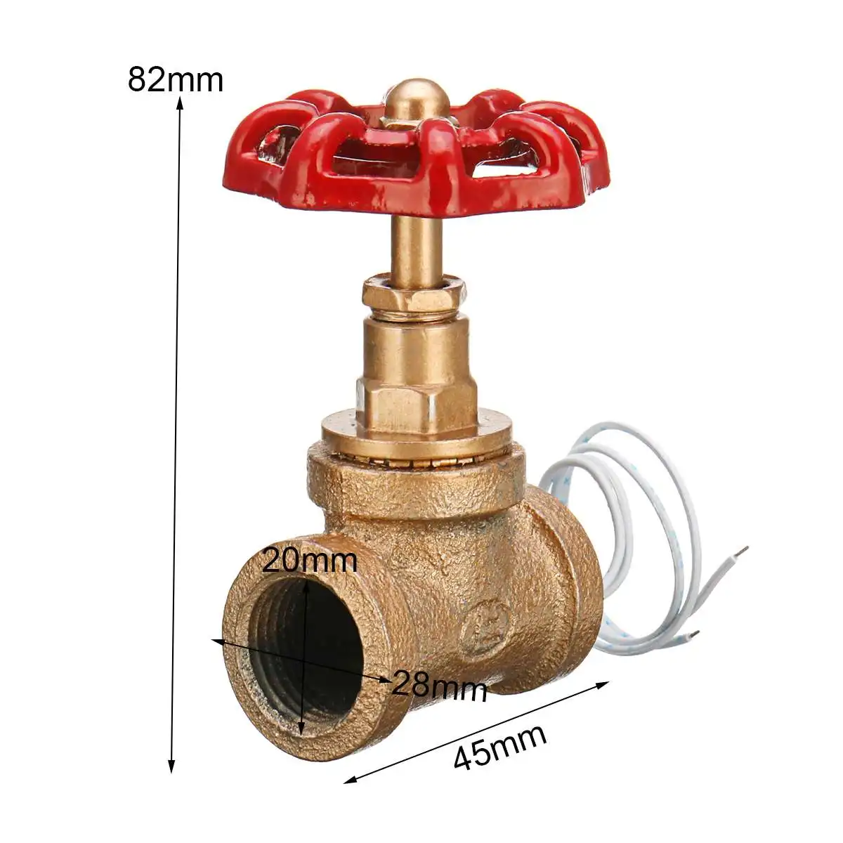  Vintage 1/2 Inch Red Handle Stop Valve Light Switch With Wire For Water Pipe Lamp