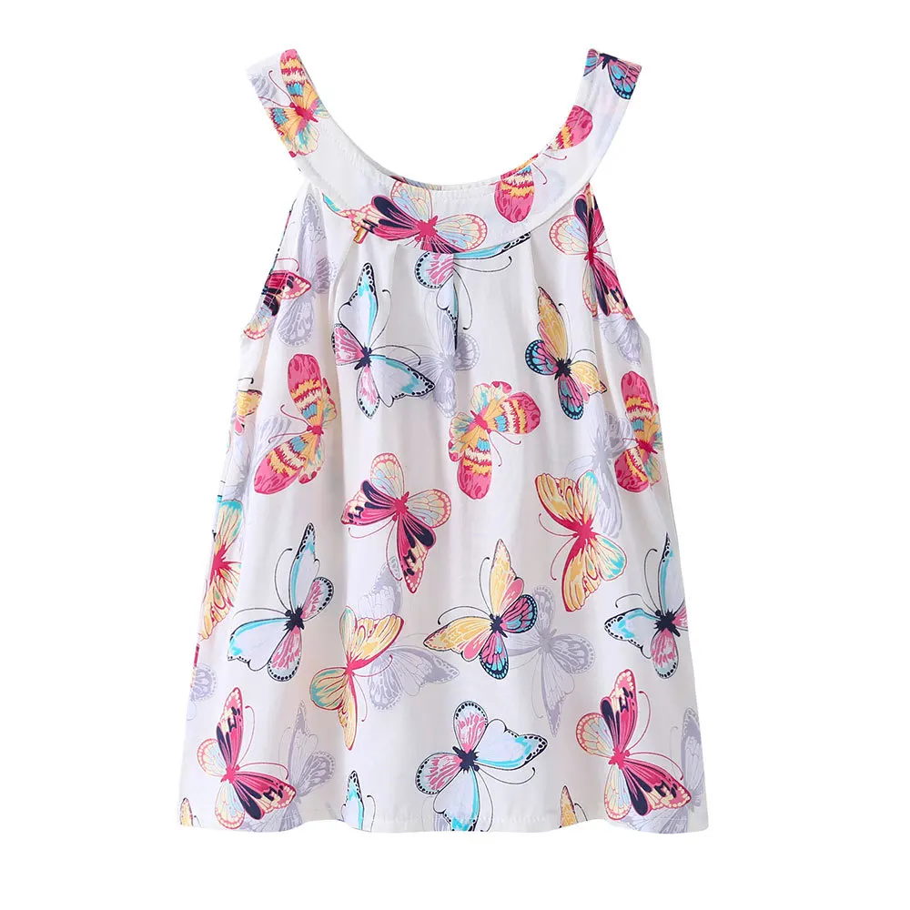

Girls Sleeveless Dresses Cartoon Butterfly Printed Dress Children Clothing Girl Vest Dresses Cute Princess Dress Vestido Menina