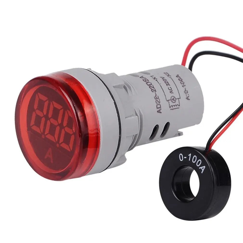 

SINOTIMER 22mm Round LED Diaplay 0-100A AC Current Indicator Pilot Light Signal Light Ammeter Tester Ampermeter Monitor