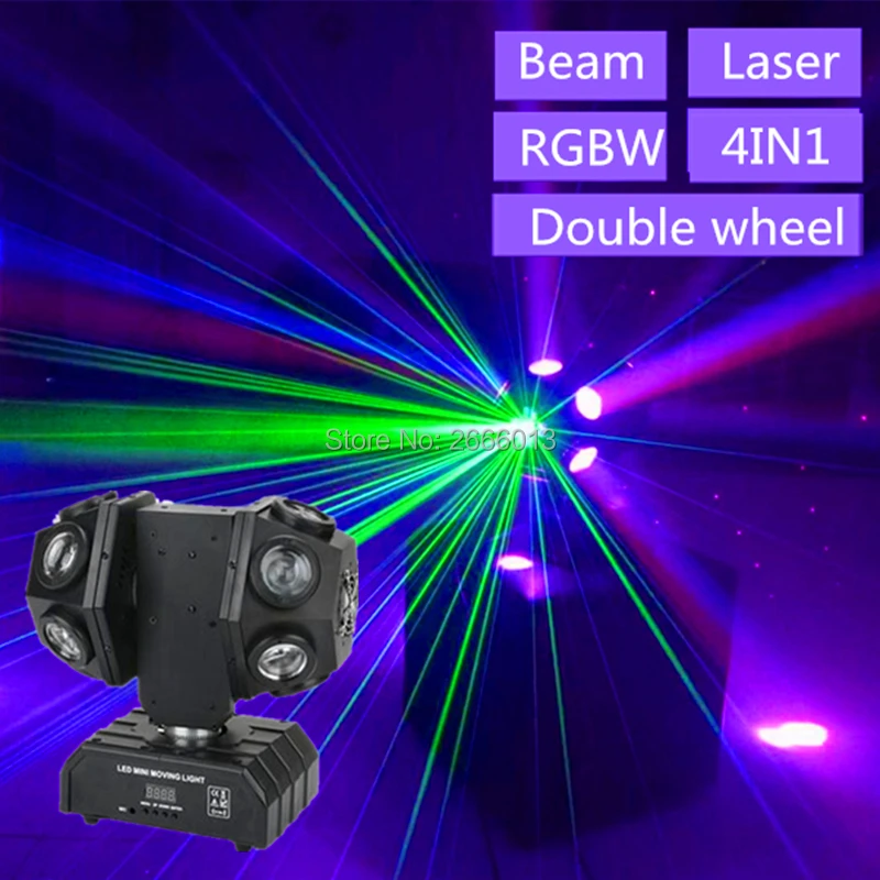 

12x10W Double Arms Beam Light With RG Laser,DMX512 Double Head Beam LED Moving Head Light,Two Wheels Rotate Stage Lighting Laser
