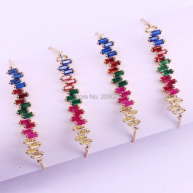 10 шт. проложить Установка Радуга кубического циркония геометрический Бар Регулируемые браслеты для женщин или обувь девочек ювел