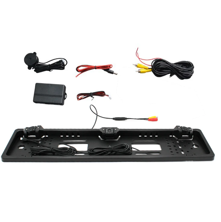 

Smartour car Rear View Camera EU European auto License plate frame night vision Parking reverse Camera with 2 radar sensors