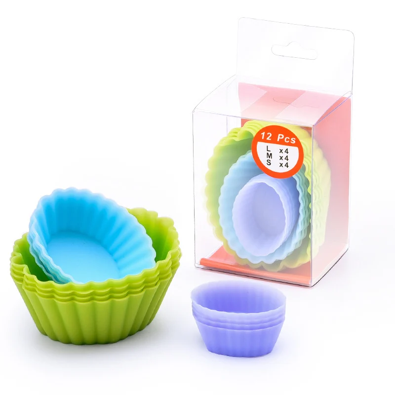 

Baking Accessories Ma Caron Color silicone Muffin Cups Oval Cupcake Mold 12Pc Kitchen Gadget wedding party Cake Decorating Tool