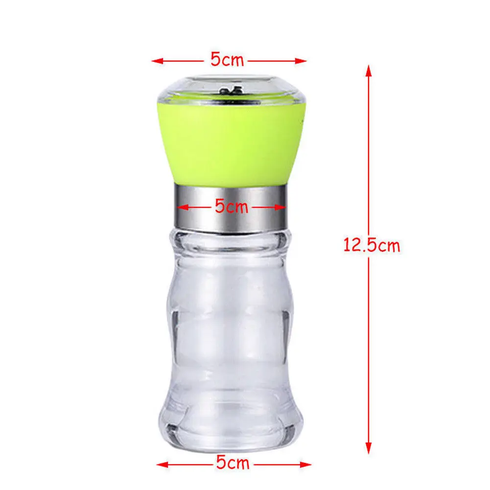 1Pcs Pepper Salt Grinder Set Mill Brushed Stainless Steel Kitchen Glass Bottle Mills Manual Pepper Grinder