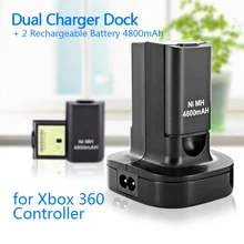 Двойная зарядная док-станция+ 2 шт 4800mAh перезаряжаемый аккумулятор светодиодный светильник для зарядки для Xbox 360 контроллер переменного тока 110 V-240 V