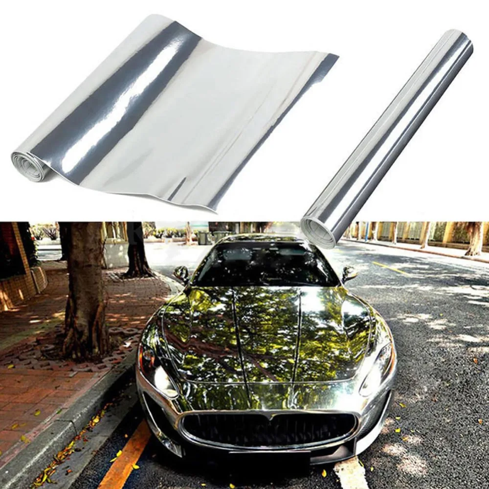 

Car Silver Chrome DIY bright color vehicle film vinyl wrap car body sticker vinyl films Car Styling accessories Personality
