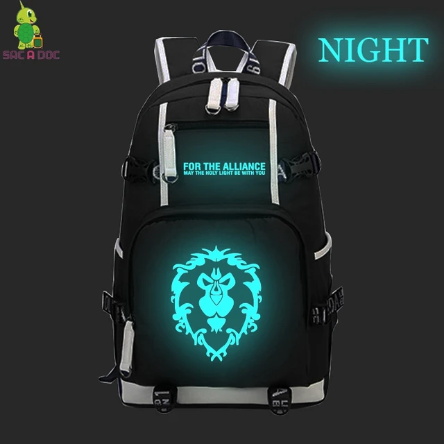 World of Warcraft Mochila Living Traveling Bag Luminous Backpack For