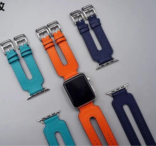 Для Apple Watch Series 4 Группа Пряжка Double Tour кожаный ремешок для 1 2 3 Херм 38 42|Ремешки