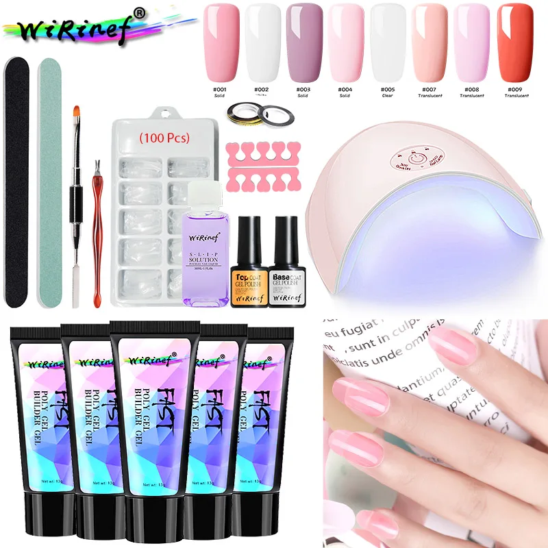 

WiRinef Nail Poly Gel Set Uv Fast Builder Nail Extension Gel Lacquer Kit Nail Art Primer Gel 36w Uv Nail Dryer Set
