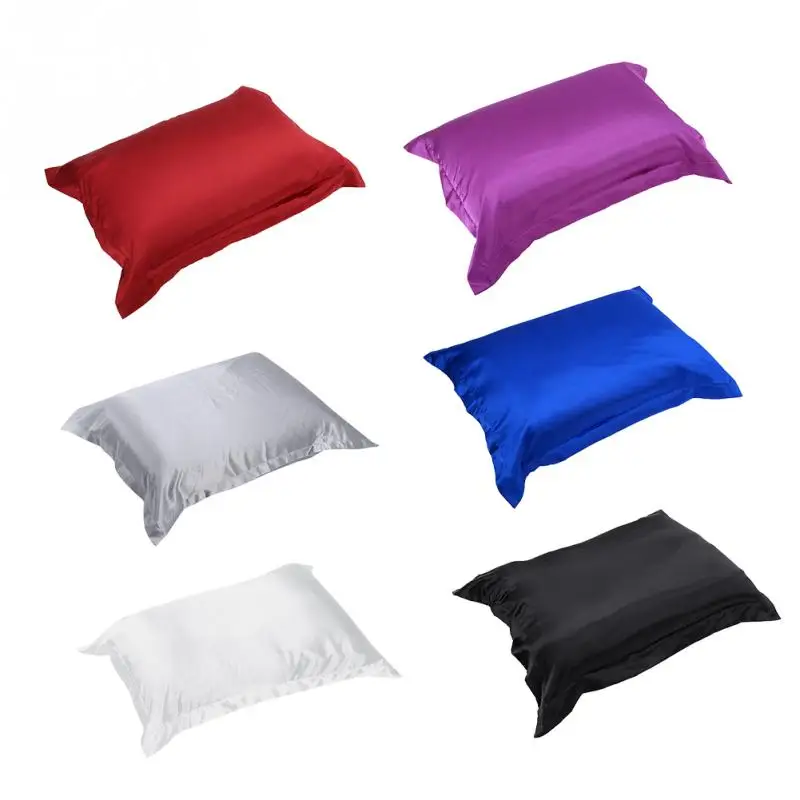 

48x74cm Silk Pillowcase Satin Soft Pillow Cover Comfortable Pillowcase Solid Protector Smooth
