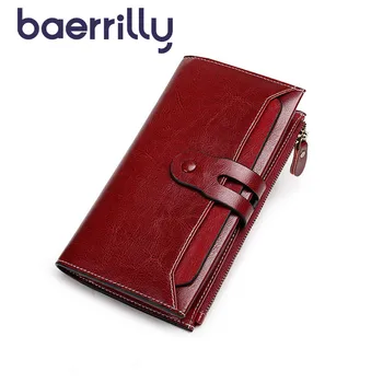 

Fashion Genuine Leather Wallet Women Wallet Long Coin Purse Zipper Money Pocket Female Clutch Bags Card Holders Cartera Mujer