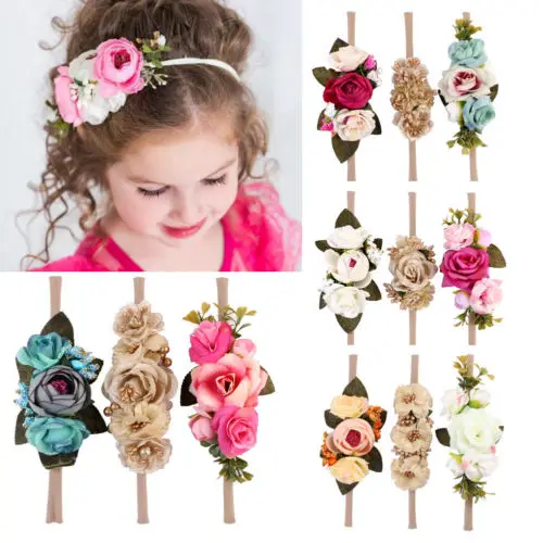 

3pcs Flower Kids Baby Girl Toddler Headband Hair Band Headwear Accessories Headwear Girl