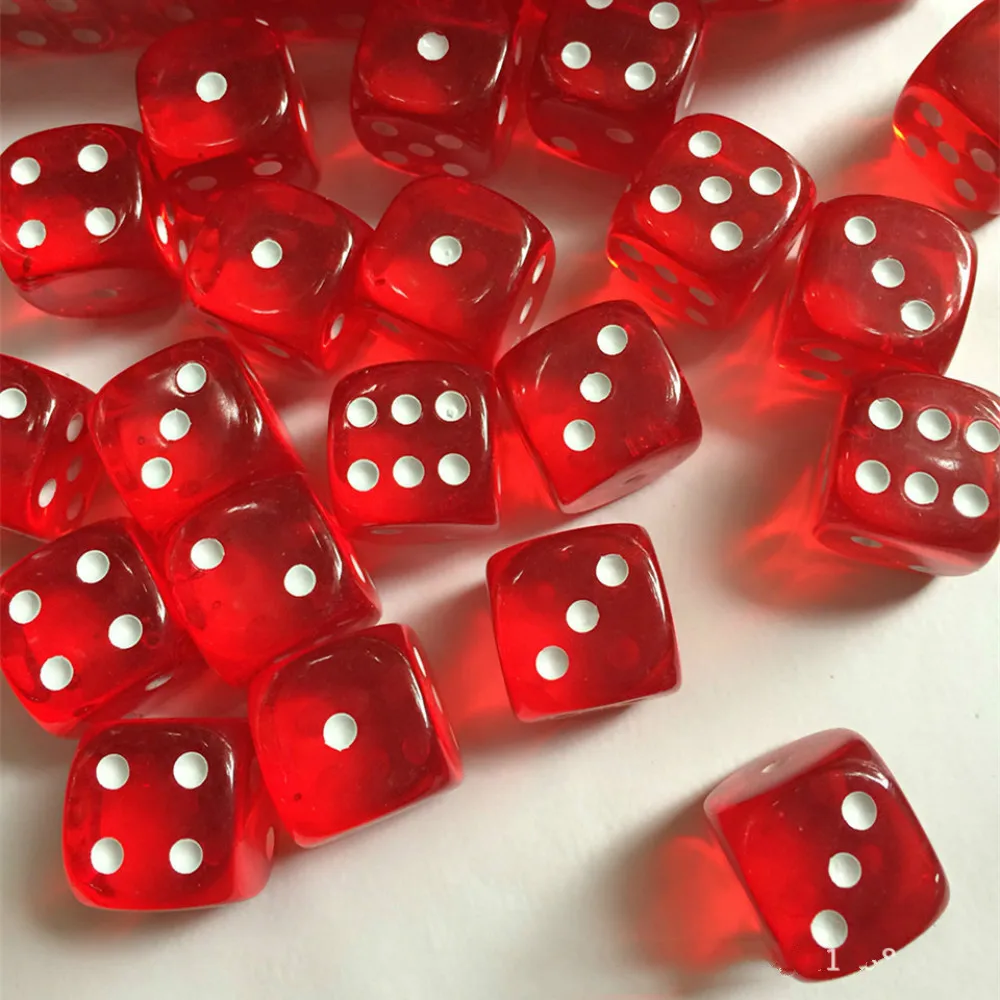 60Pcs/set New Trade 18mm Environmental Protection Small on 1 Round Transparent Red Dicein Dice