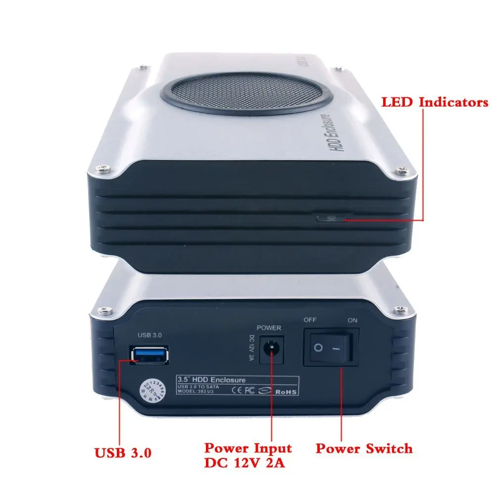 USB 3,0 до 3,5 дюймов SATA I/II/III Алюминий жесткого диска чехол с охлаждающим вентилятором(максимальная поддержка 8 ТБ