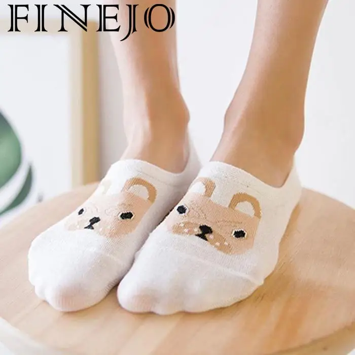 FINEJO/женские хлопковые носки удобные повседневные короткие средней длины с милым