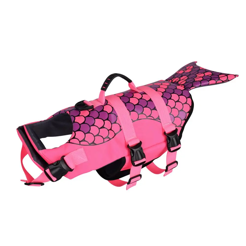 Petacc Pink Mermaid Style Summer Dog Life Jacket Dog Vest Harness