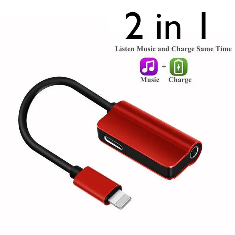 

2 in 1 Mobile phone Splitter For Lightning Audio Charging Adapter For iPhone X XR XS 8 Plus Headphone Splitter Adapter Converter