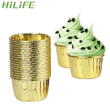HILIFE 50 шт./компл. для свадьбы День рождения Рождество вечеринка для оформления капкейков бумажные обертки для кексов Золотой Кухня аксессуары