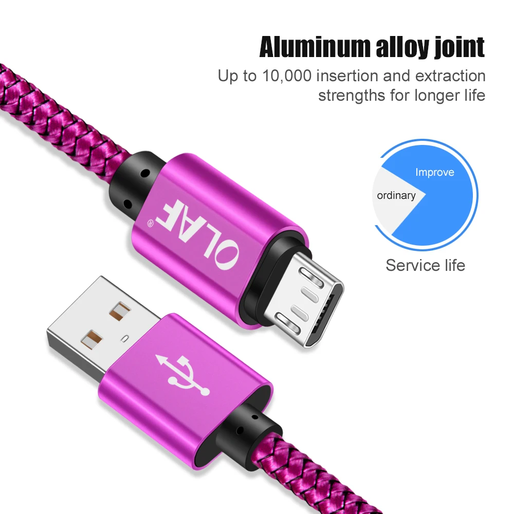 أولاف المصغّر usb كابل 2.4A سريع شحن 1 M 2 M 3 M شاحن يو اس بي كابل بيانات لسامسونج Xiaomi سلك Microusb شاحن هاتف محمول يعمل بنظام تشغيل أندرويد كابلات