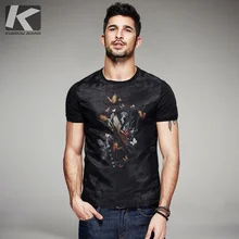 KUEGOU 2019 קיץ כותנה טלאי חוט שחור T חולצה גברים חולצת טי מותג חולצה קצר שרוול טי חולצה אופנה בגדים למעלה 7053(China)