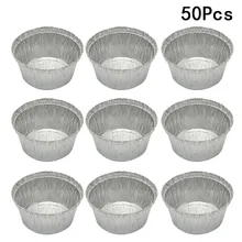 50 шт 120 мл оловянные фольги чаши алюминиевая фольга одноразовый лоток для барбекю формы для выпечки для домашних тортов пироги-8x3,7 см(без крышки