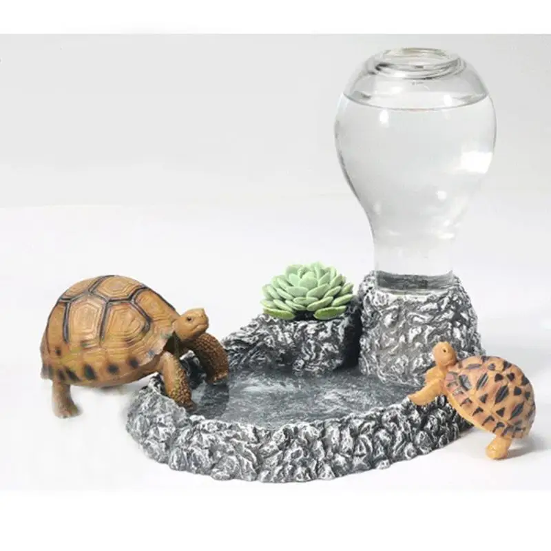Фонтаны черепаха бассейна смолы диспенсер для воды озеленение украшения ящерица подачи воды Pet еда чаша