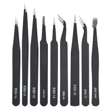 9 шт. нержавеющая сталь электронный прецизионный Пинцет Набор антистатические ремонт ручной набор инструментов с синий/оранжевый сумка для хранения