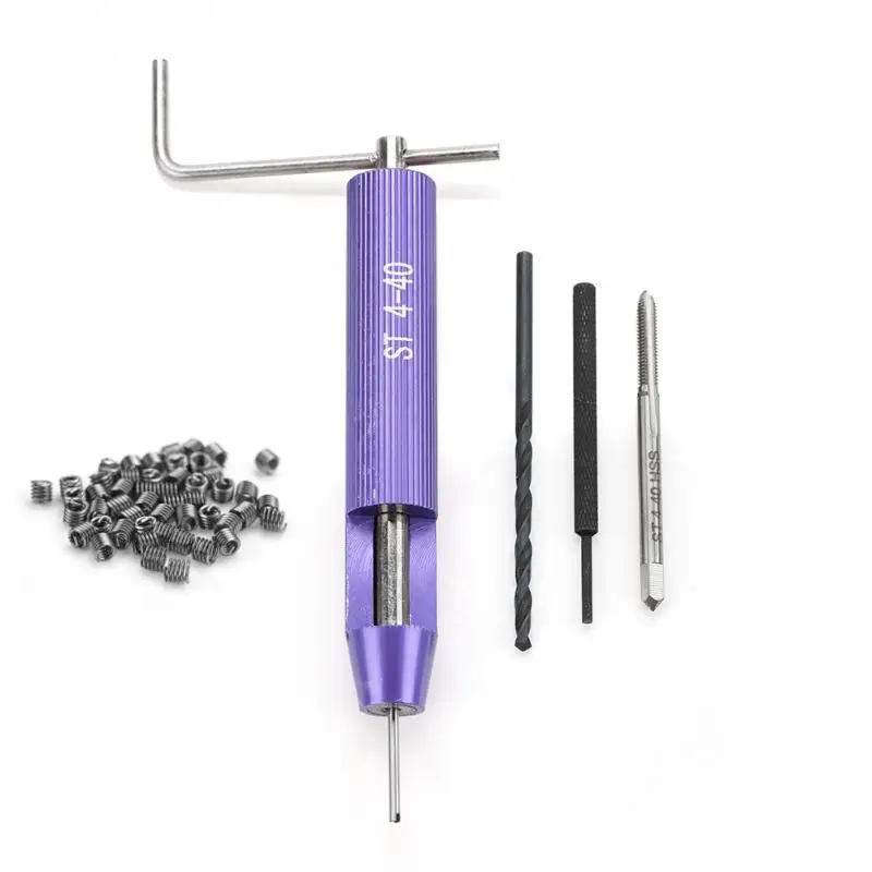 

50Pcs British Standard Thread Inserts w/ Drill Tap Installation Tools Wire Threaded Insert Repair Tool Kit 4-40UNC*1.5D