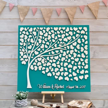 

Custom 3D Wedding guest book , alternative tree hearts wedding, Rustic guest book Unique guestbook wooden Tree of life guestbook