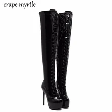 US $37.59 40% OFF|LALA IKAI Frauen Schwarz Knie Kristall Lycra Stretch Stiefel High Heels Spitz Nacht Club Slip Auf Overknees Stiefel 014C1872 4 in US $37.59 40% OFF|LALA IKAI Frauen Schwarz Knie Kristall Lycra Stretch Stiefel High Heels Spitz Nacht Club Slip Auf Overknees Stiefel 014C1872 4 in