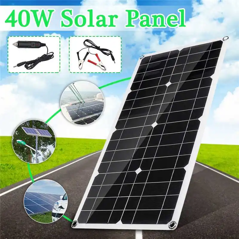 

40w 18V Solar Panel Portable Double USB Panels Solar Cells Cell Module interface for Car Yacht Led Light Boat Outdoor Charger