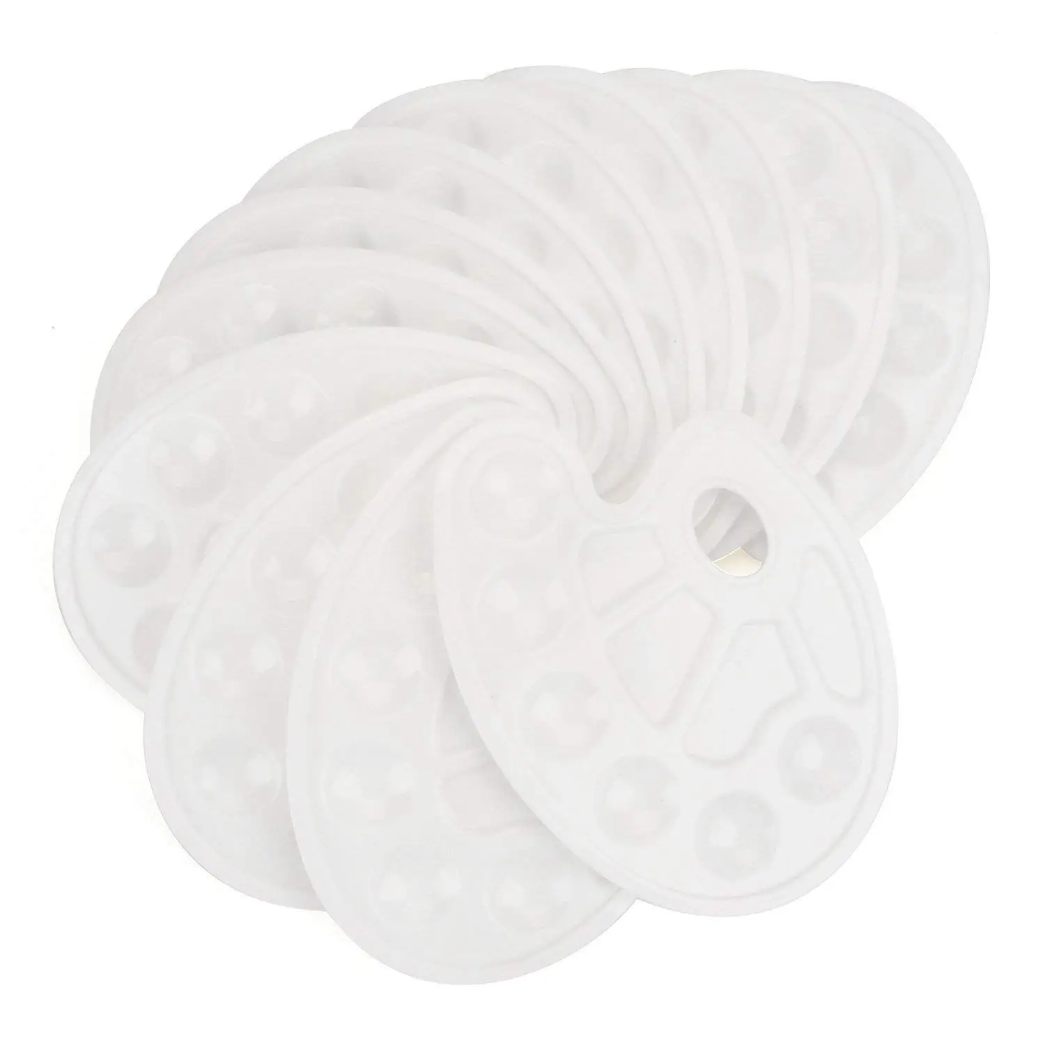 

White Paint Tray Palettes with Ten-well Thumb Hole - 12 Pack