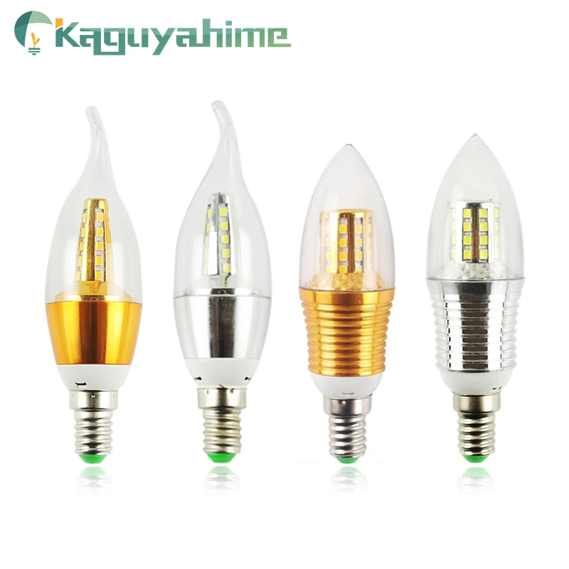 Kaguyahime светодиодный светильник в форме свечи E14, золотой алюминий, 9 Вт, 12 Вт, светодиодный светильник, 220 В, светодиодный светильник, холодный, теплый, белый, лампада, Bombillas Lumiere