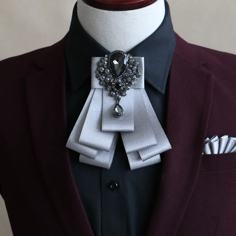 

[Send matching pocket towel] new high-grade diamond bow tie collar groom groomsman England Korean bow tie